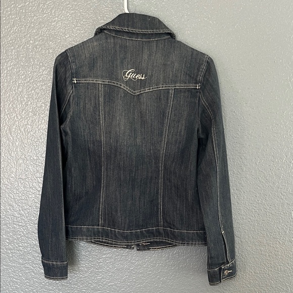 Guess Dark Denim Fitted Jean Jacket - Picture 7 of 9